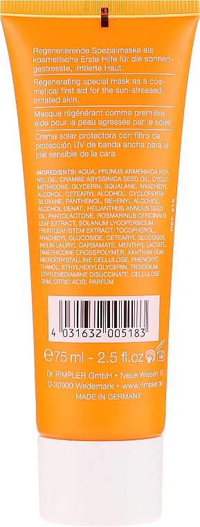 After Sun Repair Mask for Face, Neck and Decollete - Dr. Rimpler Sun Mask Deep Repair — photo N4