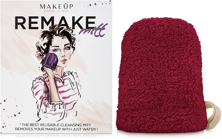 Makeup Remover Glove, burgundy "ReMake" - MAKEUP — photo N1
