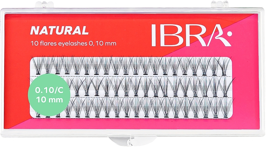 Individual Lashes, 0.10/C/10 mm - Ibra 10 Flares Eyelash Knot Free Naturals — photo N1