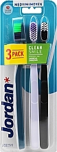 Fragrances, Perfumes, Cosmetics Medium Toothbrush, 3 pcs (dark-blue, lilac, black) - Jordan Clean Smile Medium