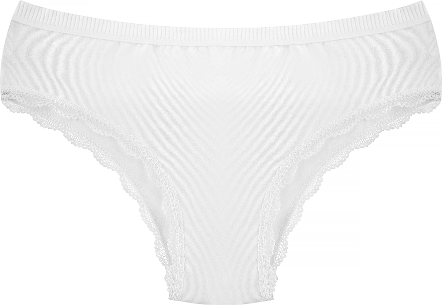 Cotton Brazilian Panties with Lace, white - Moraj — photo N1