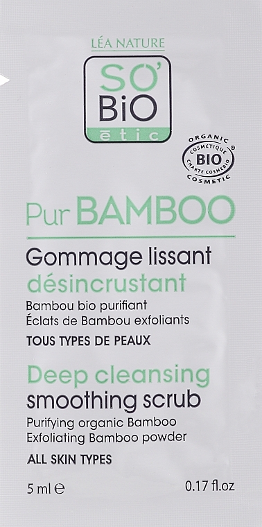 Deep Cleansing Scrub - So'Bio Etic Pur Bamboo Deep Cleansing Smoothing Scrub (sample) — photo N1