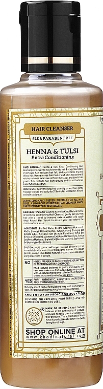 Natural Ayurvedic Shampoo with Indian Herbs "Henna Tulasi", SLS & paraben free - Khadi Natural Henna Tulsi Hair Cleanser — photo N2