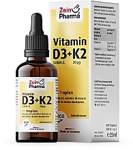 Fragrances, Perfumes, Cosmetics Vitamin D3+K2 - ZeinPharma Vitamin D3 (1000 I.U.) + K2 (20 µg) Drops