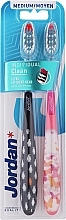 Fragrances, Perfumes, Cosmetics Toothbrush, medium, black with penguins & pink with butterflies - Jordan Individual Clean Medium