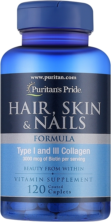 Skin, Nail & Hair Vitamins, capsules - Puritans Pride Hair, Skin, Nails Formula — photo N3