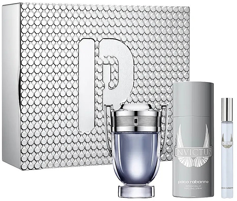 Paco Rabanne Invictus - Set (edt/100 ml + deo/150 ml + edt/10 ml) — photo N1