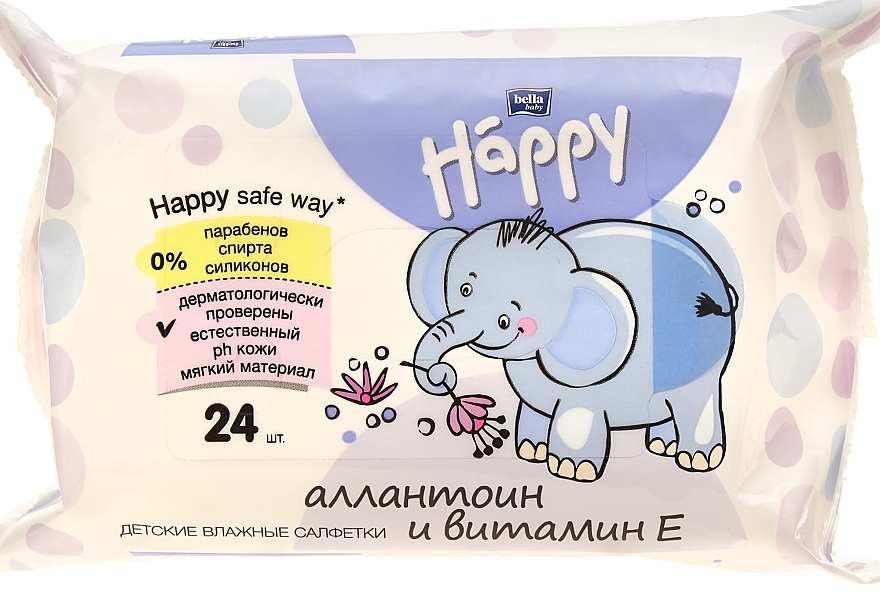 Wet Wipes with Vitamin E, 24 pcs. - Bella Baby Happy Vit E & Allantoin — photo N2