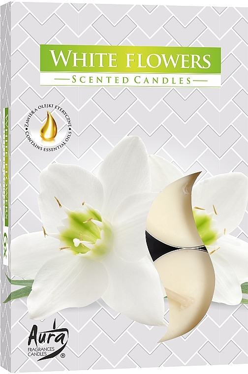 Tealights 'White Flowers' - Bispol White Flowers Scented Candles — photo N1