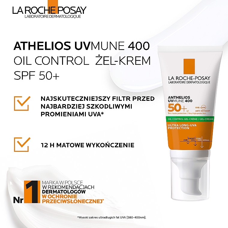 Mattifying Sunscreen Gel for Oily Sensitive Skin SPF 50+ - La Roche-Posay Anthelios Gel-Cream — photo N12