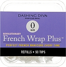 Narrow Nail Tips "French Smile+" - Dashing Diva French Wrap Plus White 50 Tips (Size 0) — photo N1