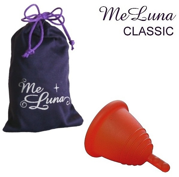 Menstrual Cup with Stem, size L, red - MeLuna Classic Shorty Menstrual Cup Stem — photo N1