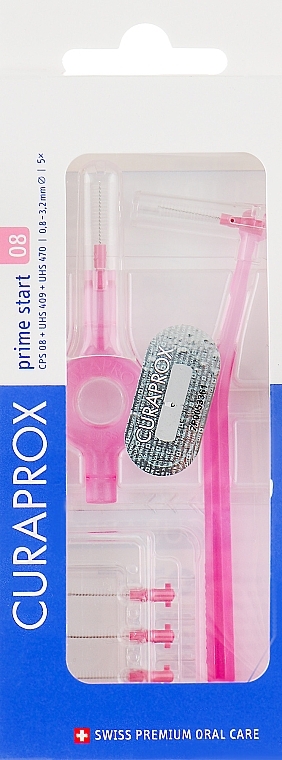 Interdental Brush Set "Prime Start", CPS 08S, 2 holders, pink - Curaprox — photo N1