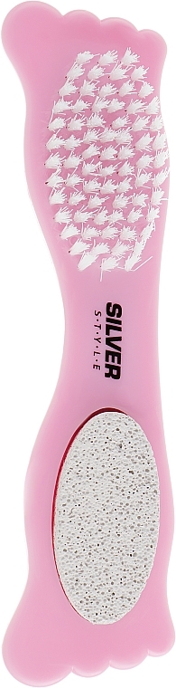 Combinated Pedicure Brush & Pumice, STK-64, pink - Silver Style — photo N1