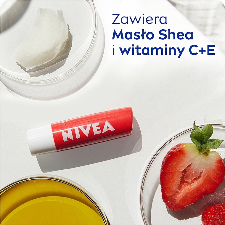 Lip Balm "Fruit Radiance. Strawberry" - NIVEA Lip Care Fruity Shine Strawberry Lip Balm — photo N5