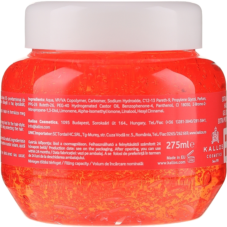 Extra Strong Hold Hair Gel - Kallos Cosmetics Extra Strong Hold Styling Gel — photo N2