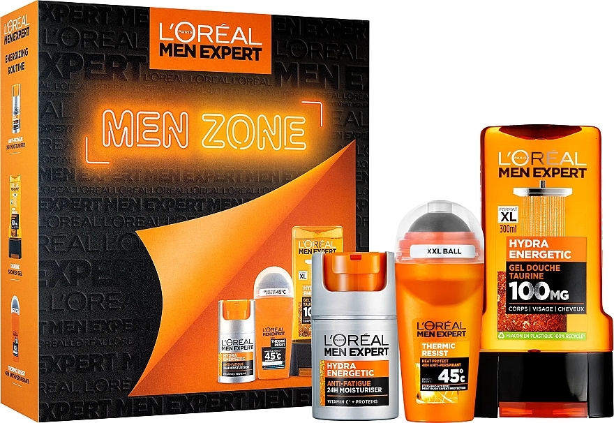 Set - L'Oreal Paris Men Expert Men Zone Set (f/cr/50ml + deo/roll/50ml + sh/gel/300ml) — photo N1