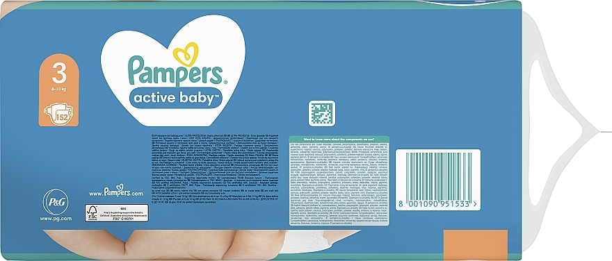 Diapers 'Active Baby' 3 (6-10 kg), 152 pcs - Pampers — photo N28