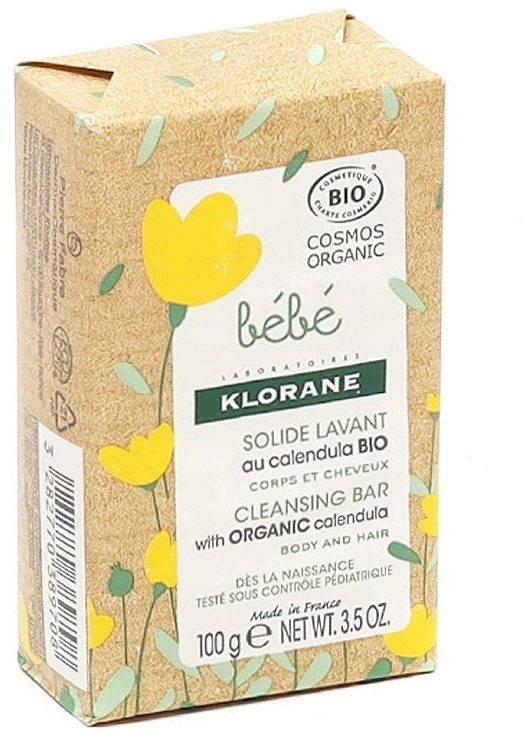 Body and Hair Baby Soap - Klorane Bebe Cleansing Bar With Organic Calendula — photo N1