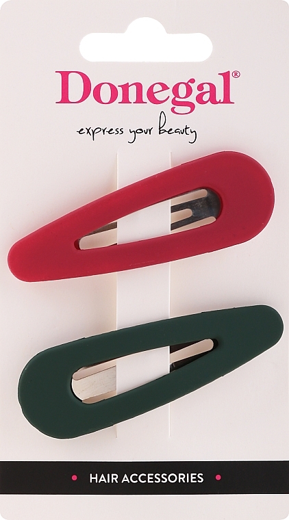 Hair Clips, FA-5671, red & green, 2 pcs - Donegal — photo N5