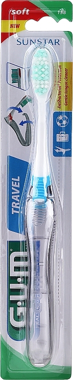 Travel Toothbrush, soft, blue - G.U.M Soft Toothbrush — photo N13