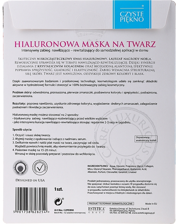 Hyaluronic Acid Face Mask - Czyste Piekno Hyaluronic Face Mask — photo N5