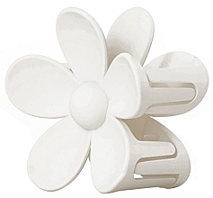 Fragrances, Perfumes, Cosmetics Hair Clip SP152B, white matte flower, 7x7.5 cm - Ecarla