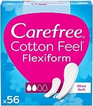 Flexible Daily Liners, scent-free, 56 pcs - Carefree Cotton FlexiForm Unscented — photo N42