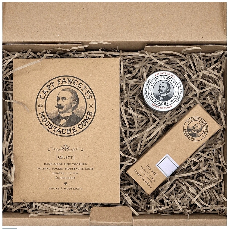 Set - Captain Fawcett Beard & Tache Gift Set (oil/10ml + wax/15ml + comb/1pcs) — photo N2