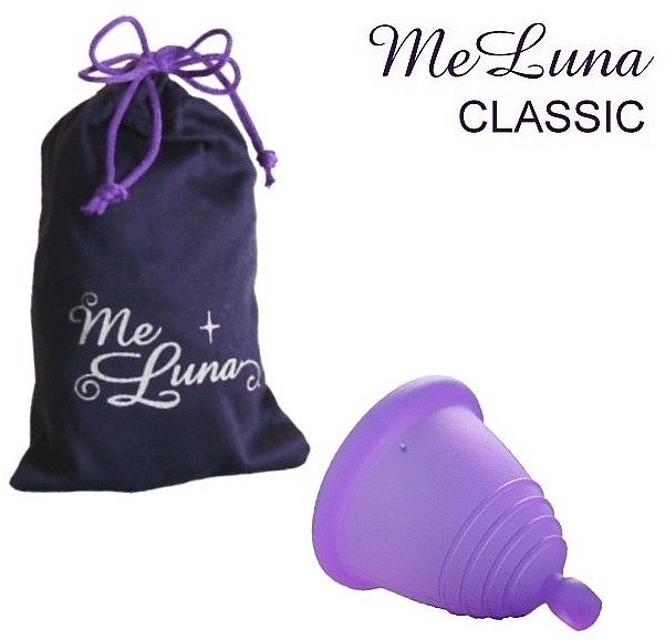 Menstrual Cup with Ball Handle, XL-size, purple - MeLuna Classic Shorty Menstrual Cup Ball — photo N3
