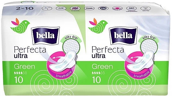 Perfecta Green Soft Ultra Pads, 2x10pcs - Bella — photo N4