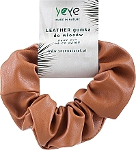 Fragrances, Perfumes, Cosmetics Leather Scrunchie 10.5 x 3.5 cm, beige - Yeye Leather Scrunchie