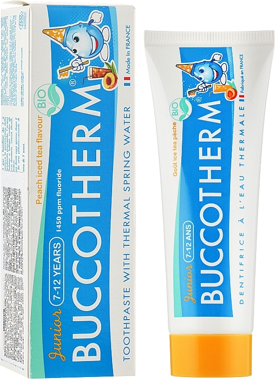 Organic Kids Tooth Gel with Thermal Water 'Junior. Peach Iced Tea', 7-12 years - Buccotherm — photo N4