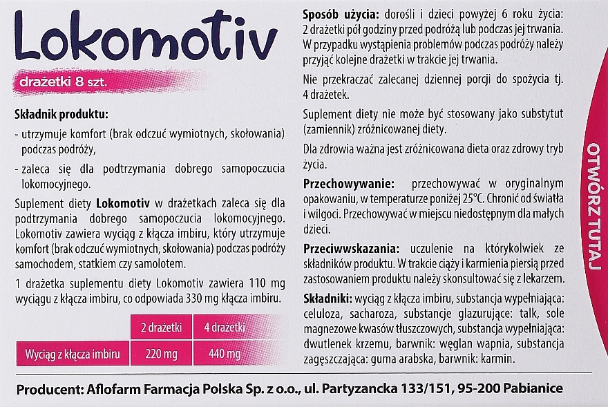 Anti-Motion Sickness Dietary Supplement, in pills - Aflofarm Lokomotiv — photo N12