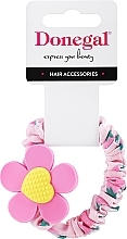 Fragrances, Perfumes, Cosmetics Hair Tie FA-5634+1, pink with flower - Donegal