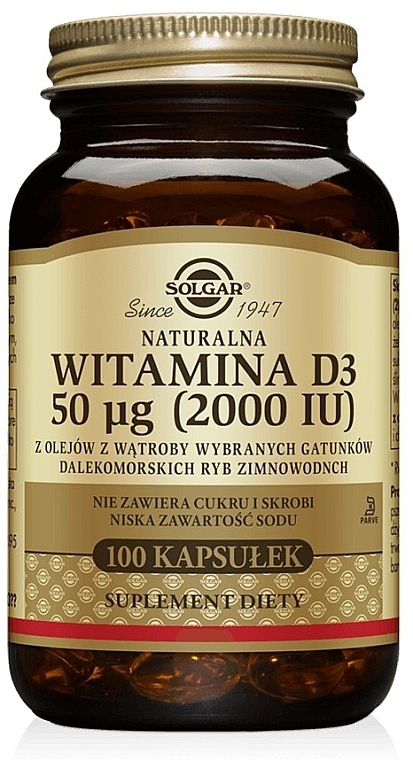 Dietary Supplement "Vitamin D3", 50 mcg - Solgar Vitamin D3 2000 IU — photo N1