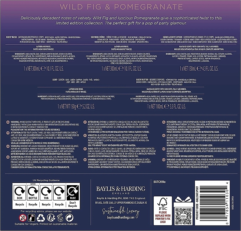 Set, 5 products - Baylis & Harding Wild Fig & Pomegranate Perfect Pamper Gift Pack — photo N3