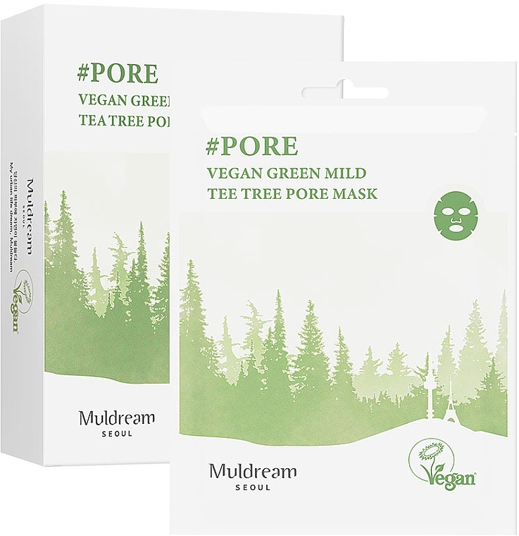 Sheet Mask for Oily & Combination Skin - Muldream Vegan Green Mild Tee Tree Pore Mask — photo N5