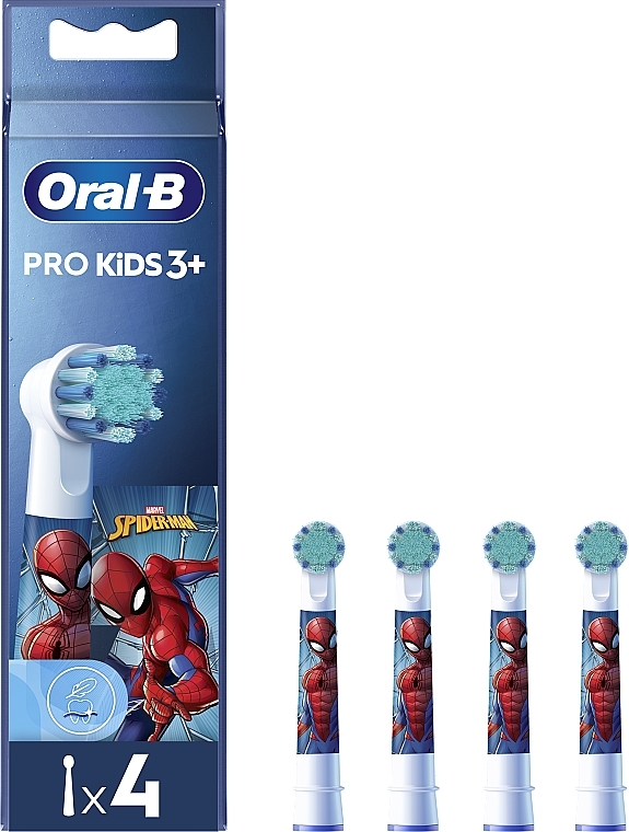 Replacement Toothbrush Head for Kids, Spiderman, 4 pcs - Oral-B Pro Kids 3+ — photo N1