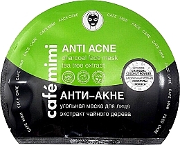 Fragrances, Perfumes, Cosmetics Charcoal Facial Sheet Mask "Anti-Acne" - Cafe Mimi Anti Acne Charcoal Face Mask Tea Tree Extract