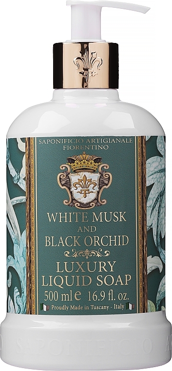 Natural Liquid Soap "White Musk & Black Orchid" - Saponificio Artigianale Fiorentino White Musk and Black Orchid Luxury Liquid Soap — photo N5