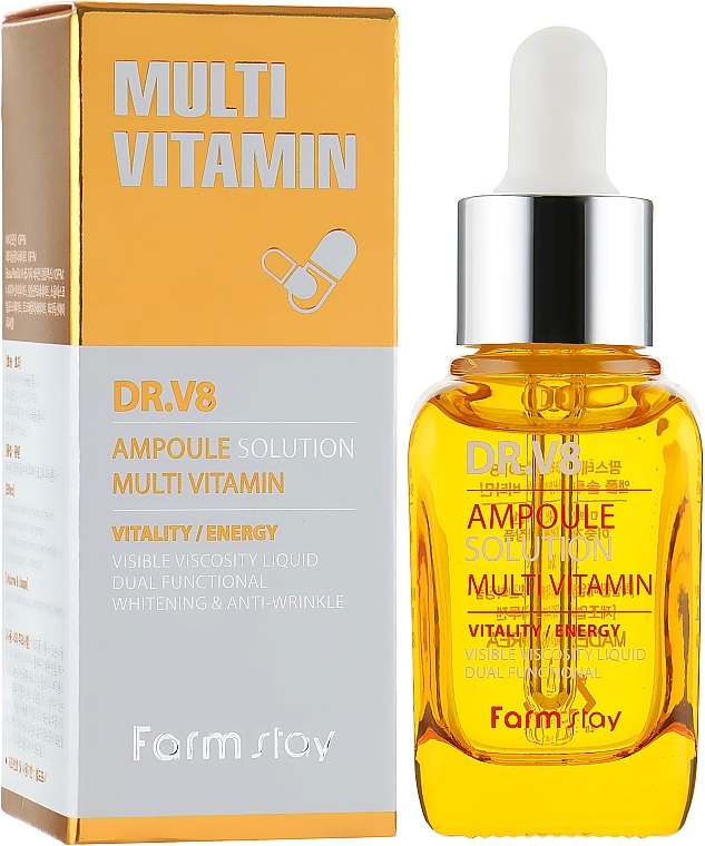 Vitamin Face Serum - FarmStay DR-V8 Ampoule Solution Multi Vitamin — photo N10