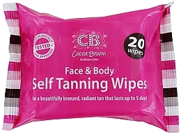 Fragrances, Perfumes, Cosmetics Self-Tanning Wipes, 20 pcs - Cocoa Brown Face And Body Self Tanning Wipes