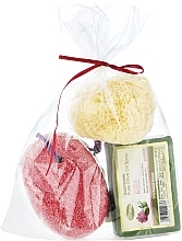 Fragrances, Perfumes, Cosmetics Kalliston (soap/100g + stone/1pcs + sponge/1pcs) - Set: rose soap, red pumice, sponge