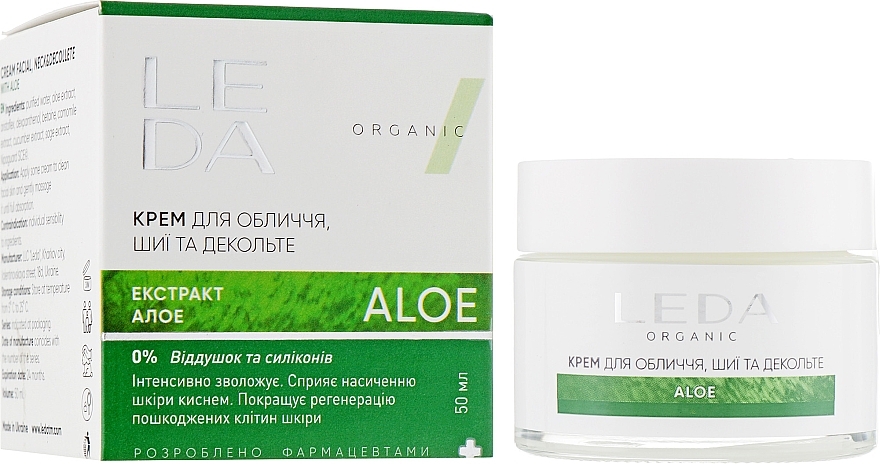 Face, Neck & Decolette Cream with Aloe Extract - Leda Aloe Facial, Neck, Decollete Cream — photo N2