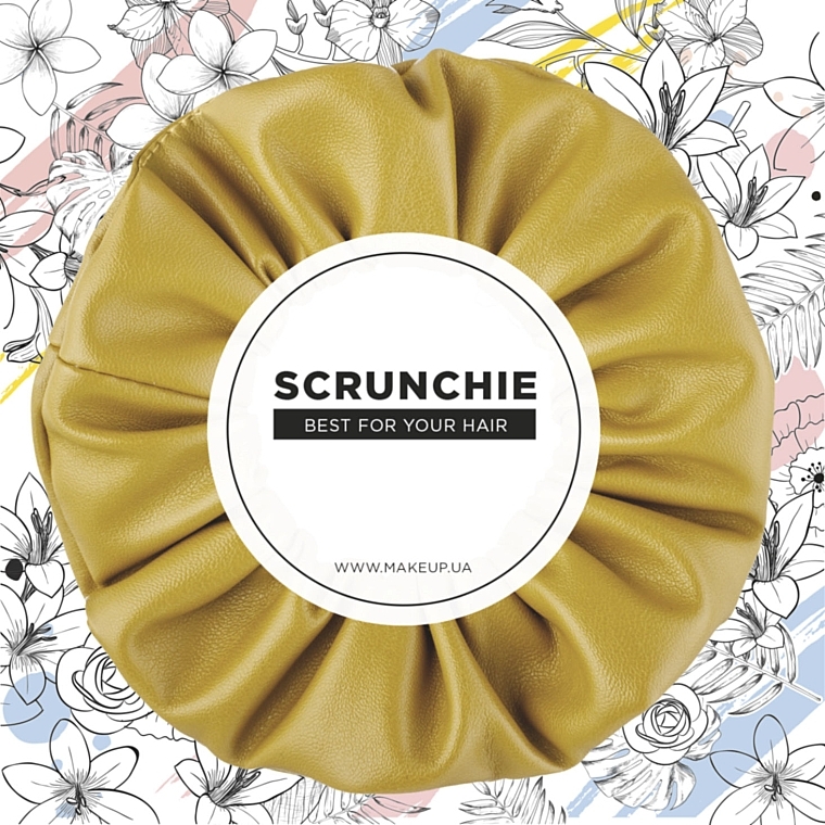 Hair Scrunchie "Faux Leather Classic", mustard - MAKEUP Hair Accessories — photo N15
