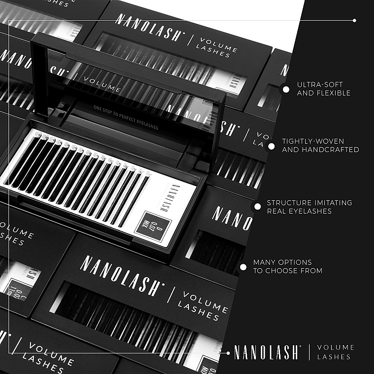 False Lashes C, 0.05 (6-13 mm), mix - Nanolash Volume Lashes — photo N5