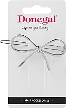 Hair Clip, FA-5704+2, metallic, silver bow - Donegal — photo N1