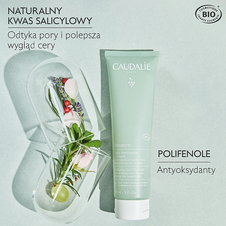 Cleansing Gel for Combination & Acne-Prone Skin - Caudalie Vinopure Purifyng Gel Cleanser — photo N35