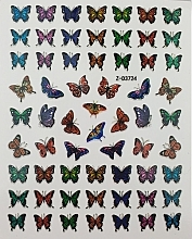 Fragrances, Perfumes, Cosmetics Self-adhesive Nail Stickers "Colored Butterflies", 0130 - Deni Carte